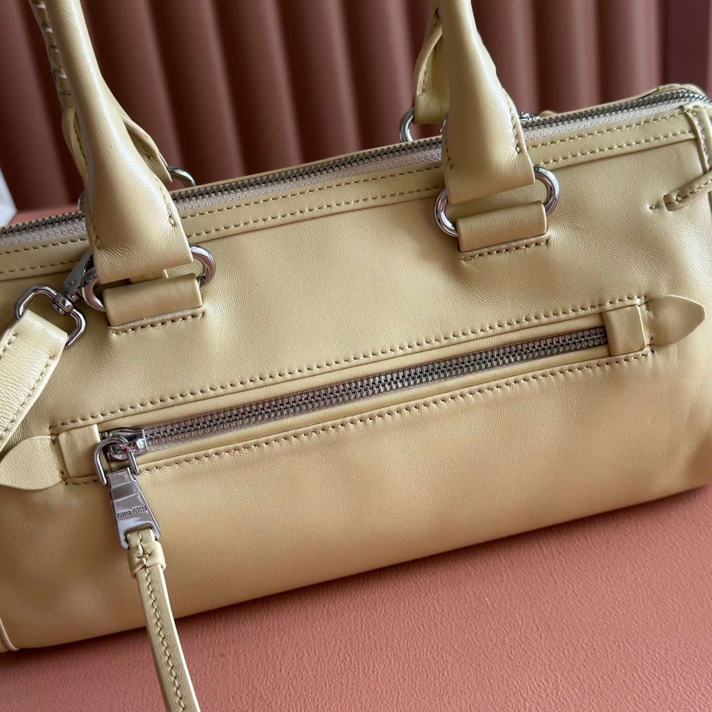 Miu Miu Arcadie bag Smooth Leather 5BA332 Light Yellow TOP