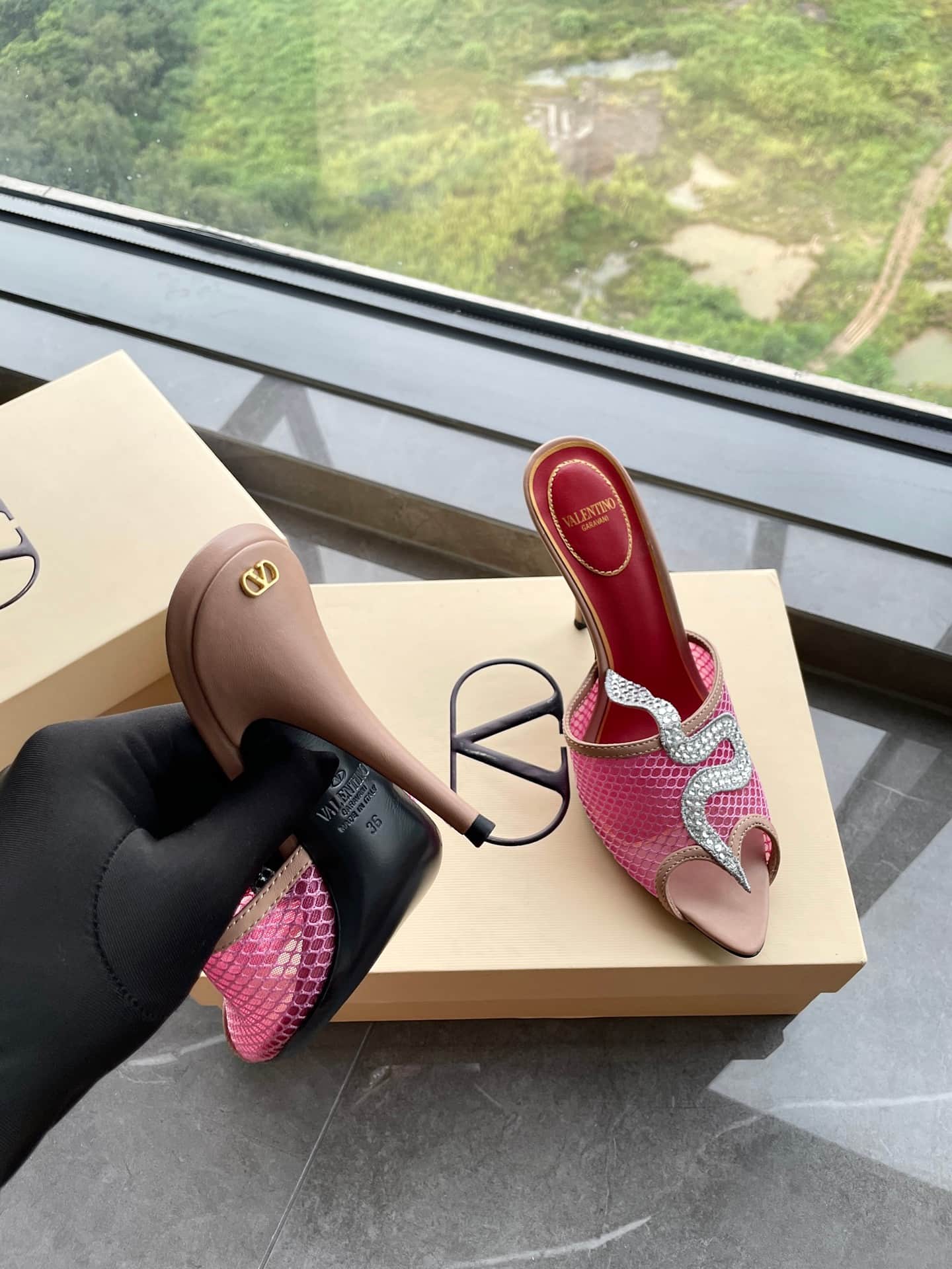 Valentino Garavani Coeur Vipère Mesh Sandals