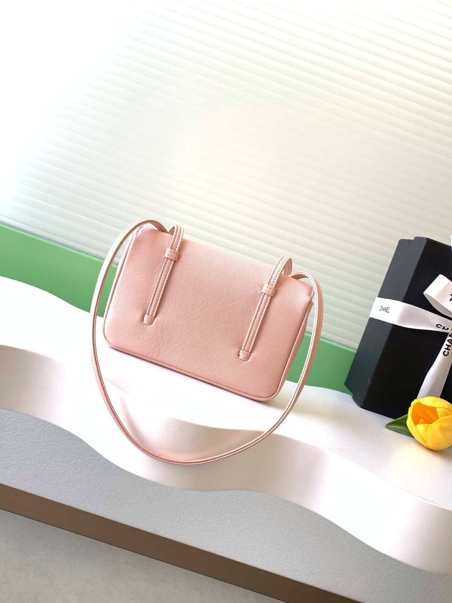 Chanel Clutch with Leather Strap Grained Shiny Calfskin & Gold-Tone Metal Pink AP5068 A