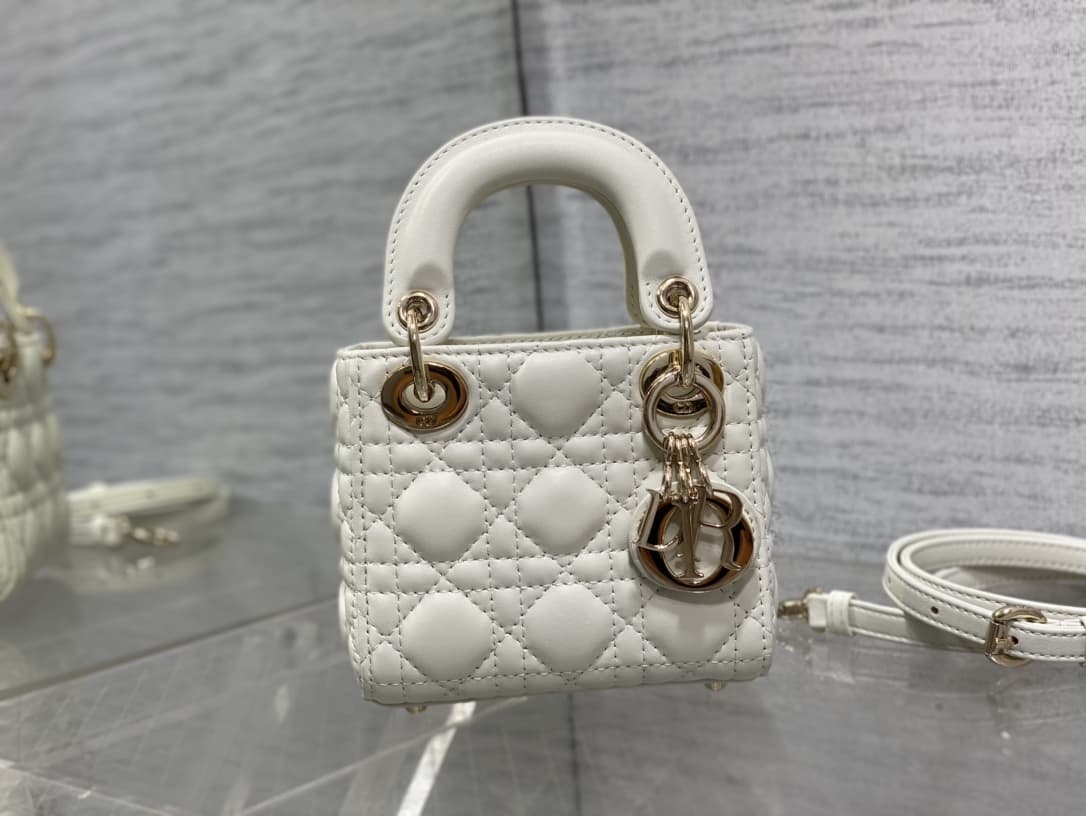 MICRO LADY Dior BAG Cannage Lambskin White High
