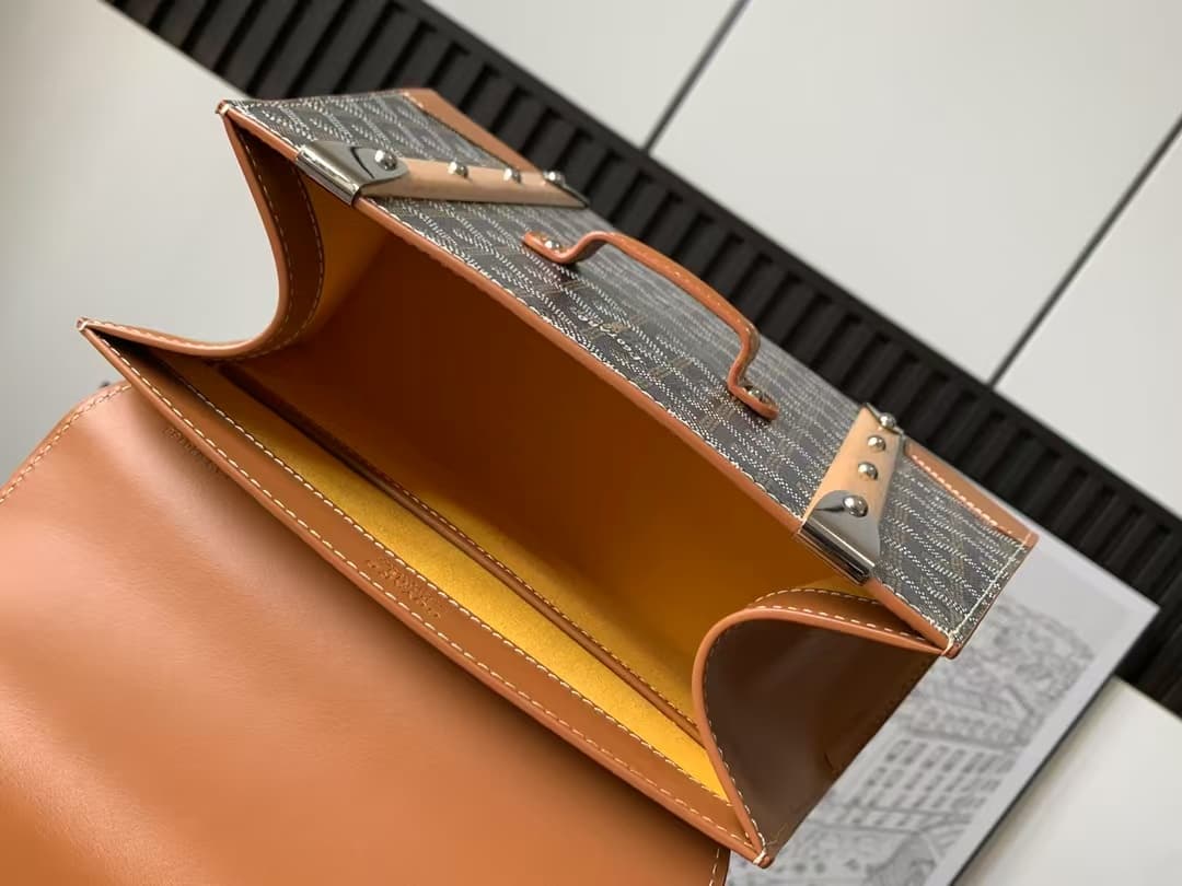 Saïgon PM Bag Goyardine Canvas & Clamecy Cowhide Black & Tan High