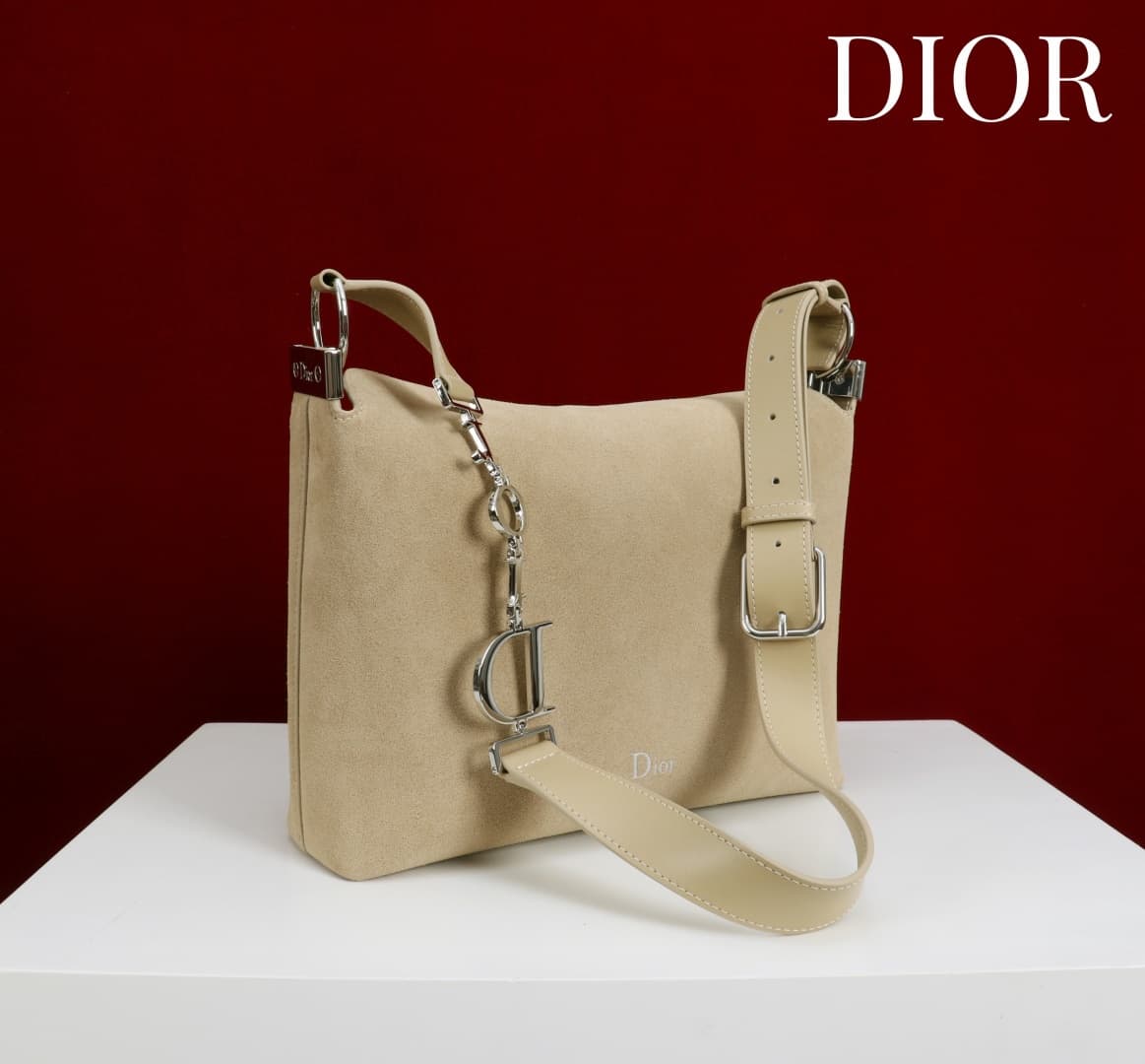 Small Diorly Bag Sabbia Suede Calfskin Silver lettering High