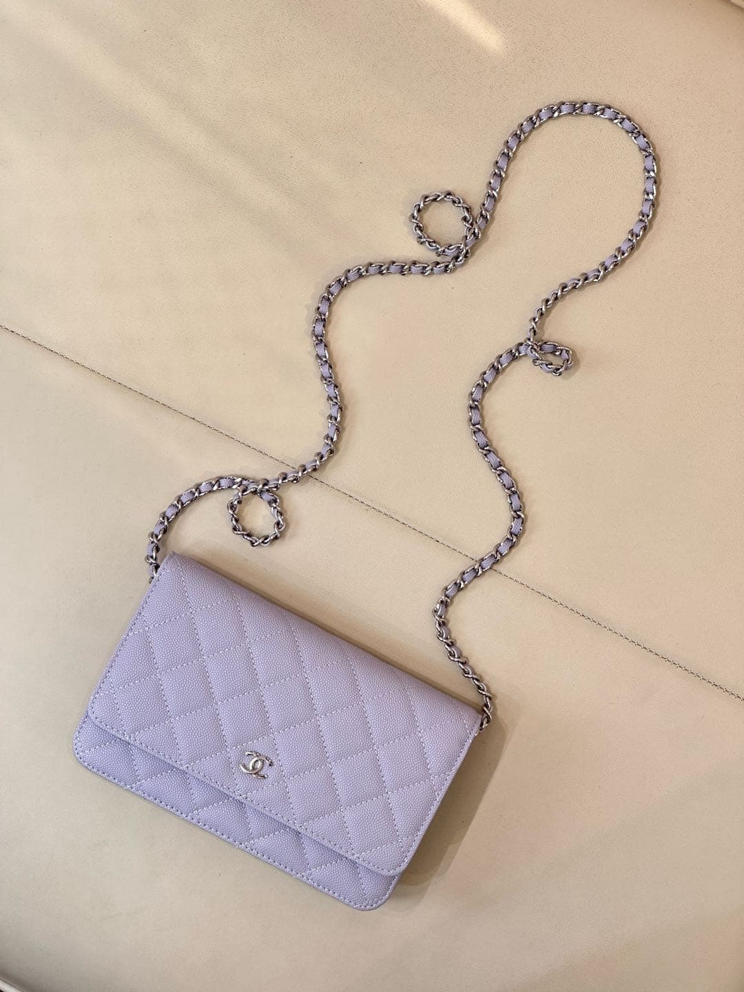 Chanel Wallet on Chain Grained Calfskin& Sliver-tone Metal AP0250 Purple TOP