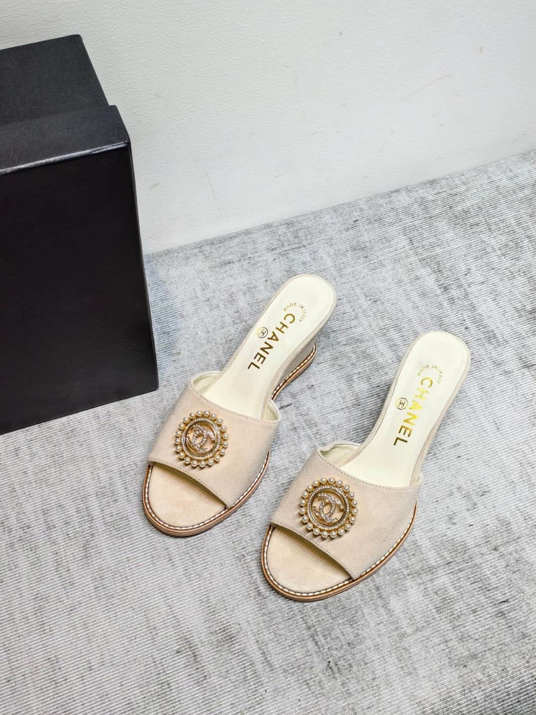 Chanel Suede Wedge Sandal Shoes