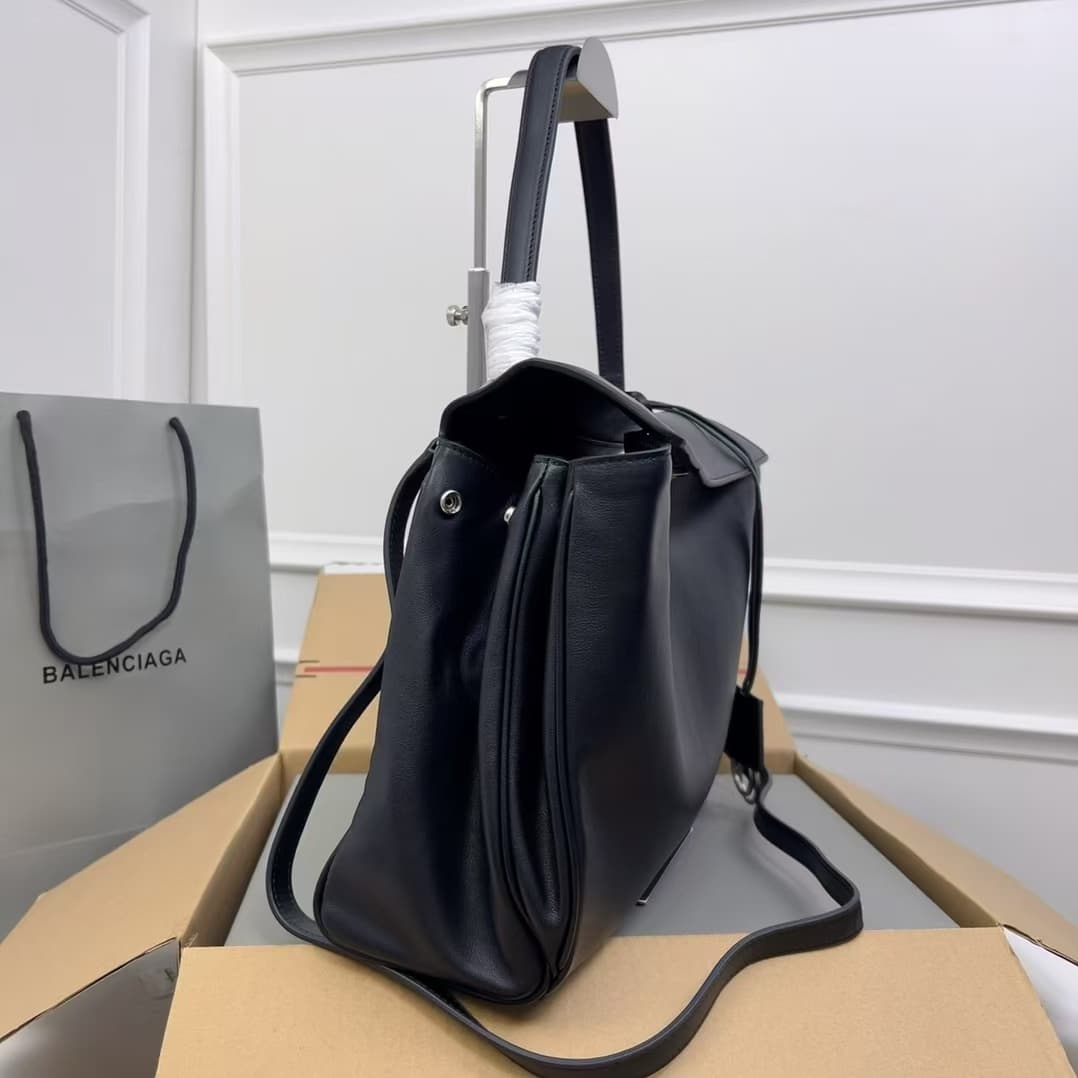 Balenciaga Rodeo Medium Bag in Black Leather With Silver-Tone Metal High