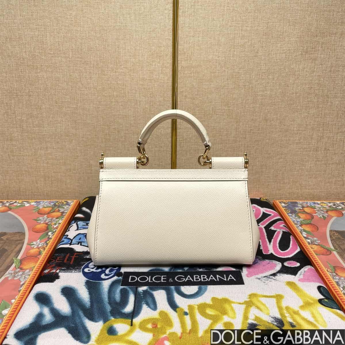 Dolce & Gabbana Miss Sicily top handle bag calfskin leather White High