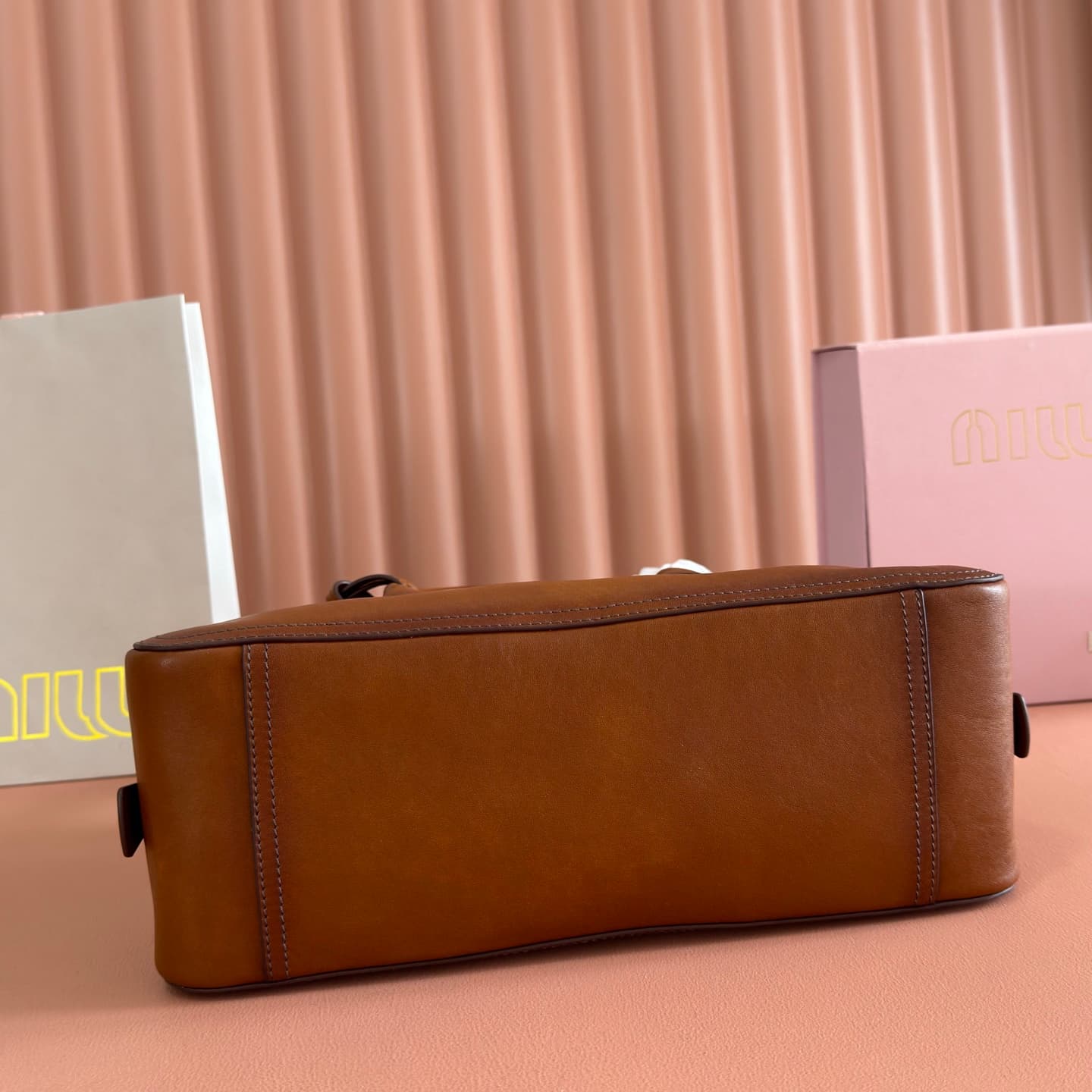 Miu Miu Vivant nappa leather bag Caramel 5bb199 TOP
