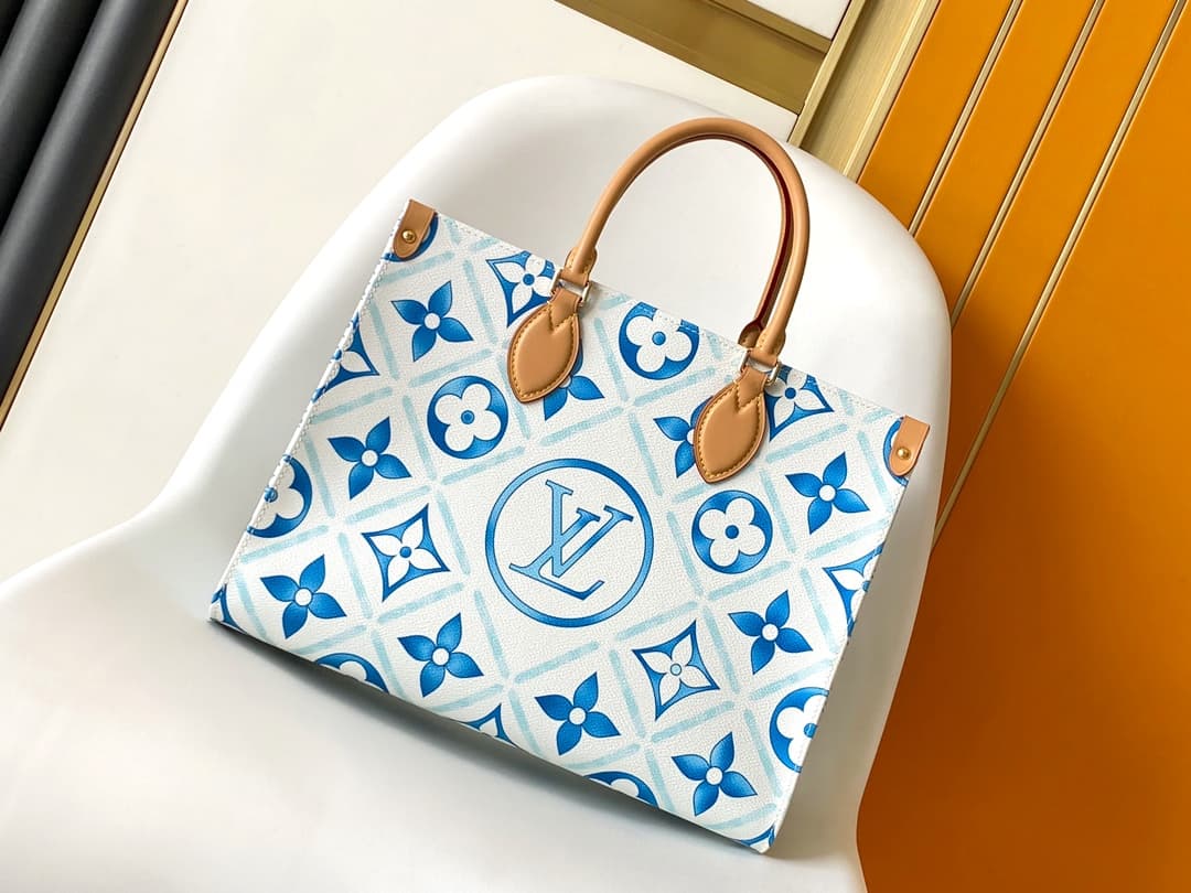 Louis Vuitton OnTheGo Tote bag in Lagoon Blue Monogram Tiles Canvas M11262 High