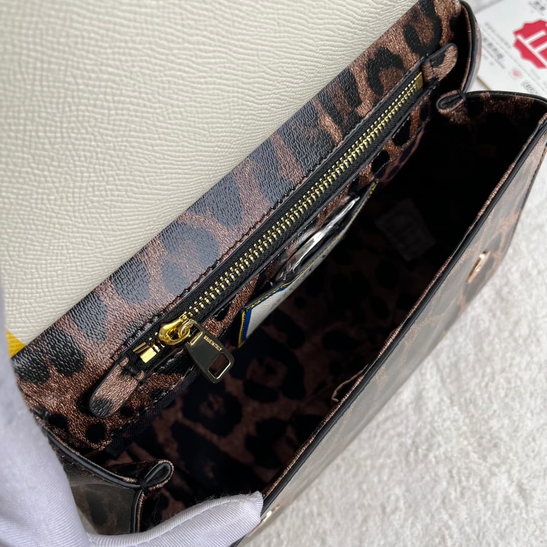 Dolce & Gabbana Miss Sicily top handle bag with Majolica and Leopard print leather High