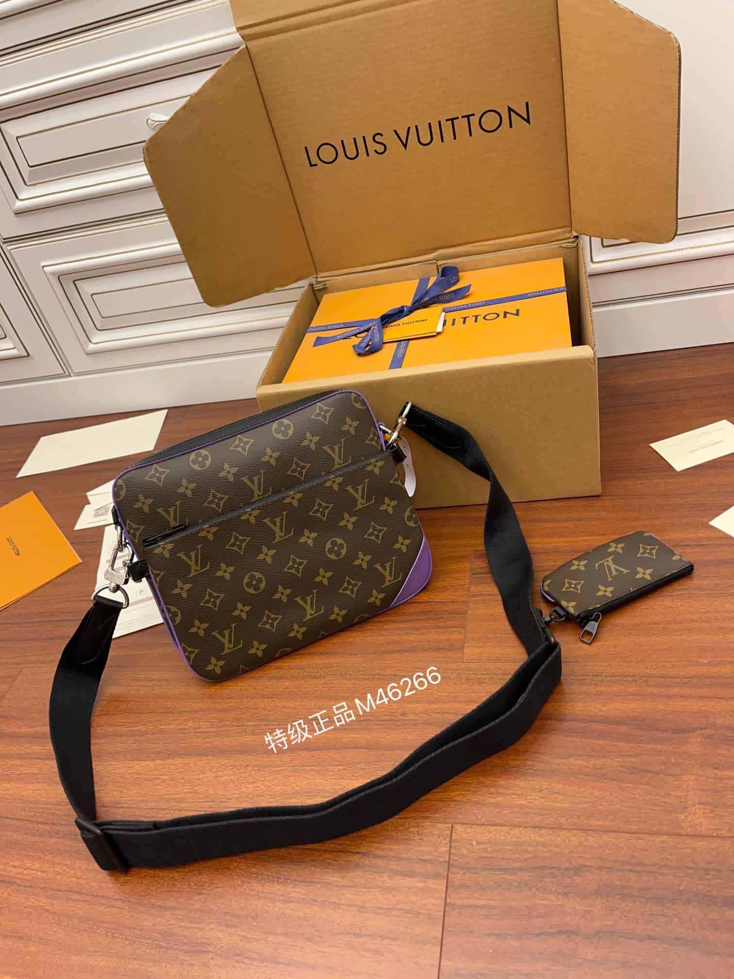 Louis Vuitton TRIO MESSENGER Monogram Macassar coated canvas and Purple cowhide leather M46266 TOP