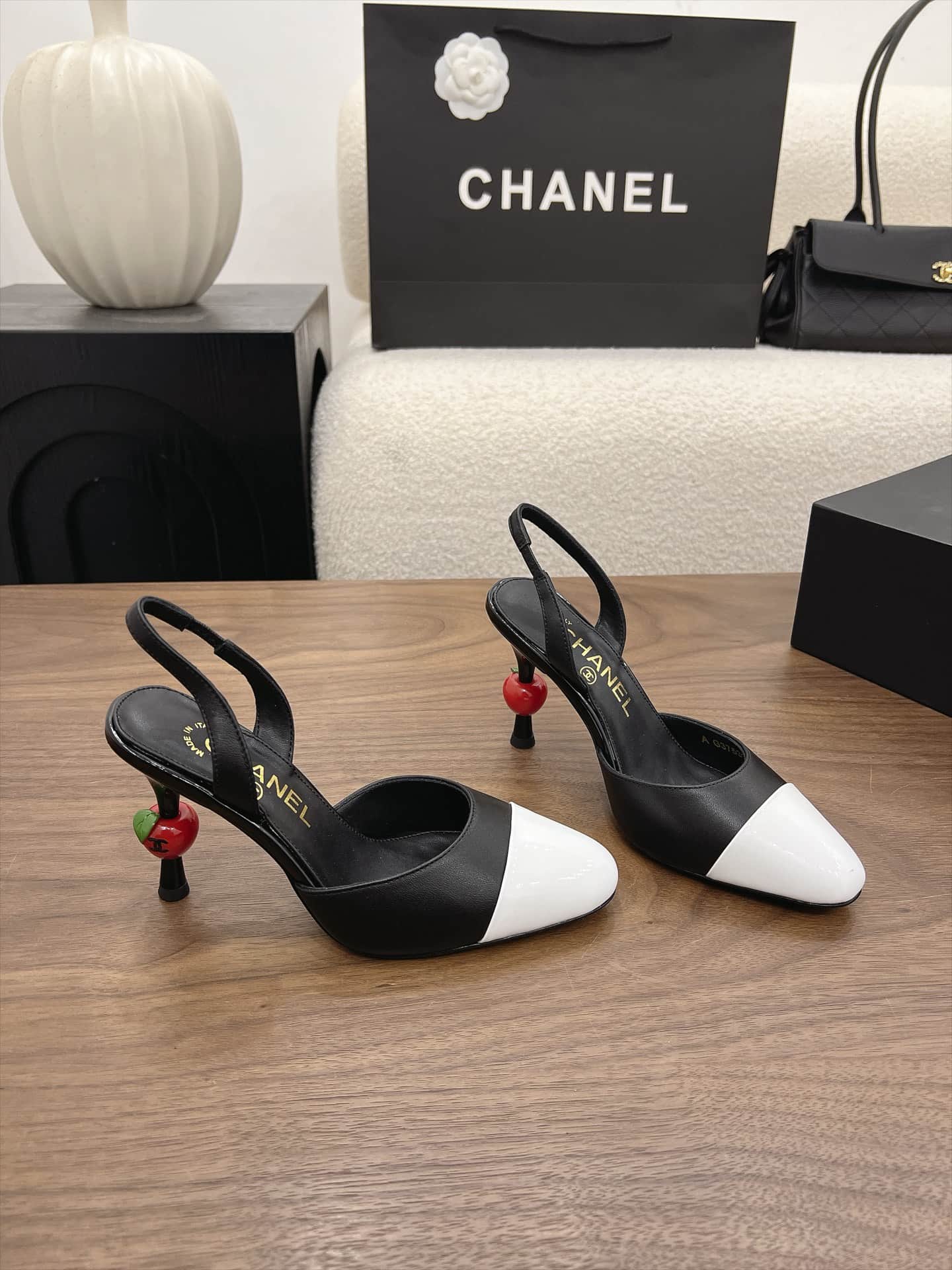 Chanel Cap Toe CC Slingback Pumps