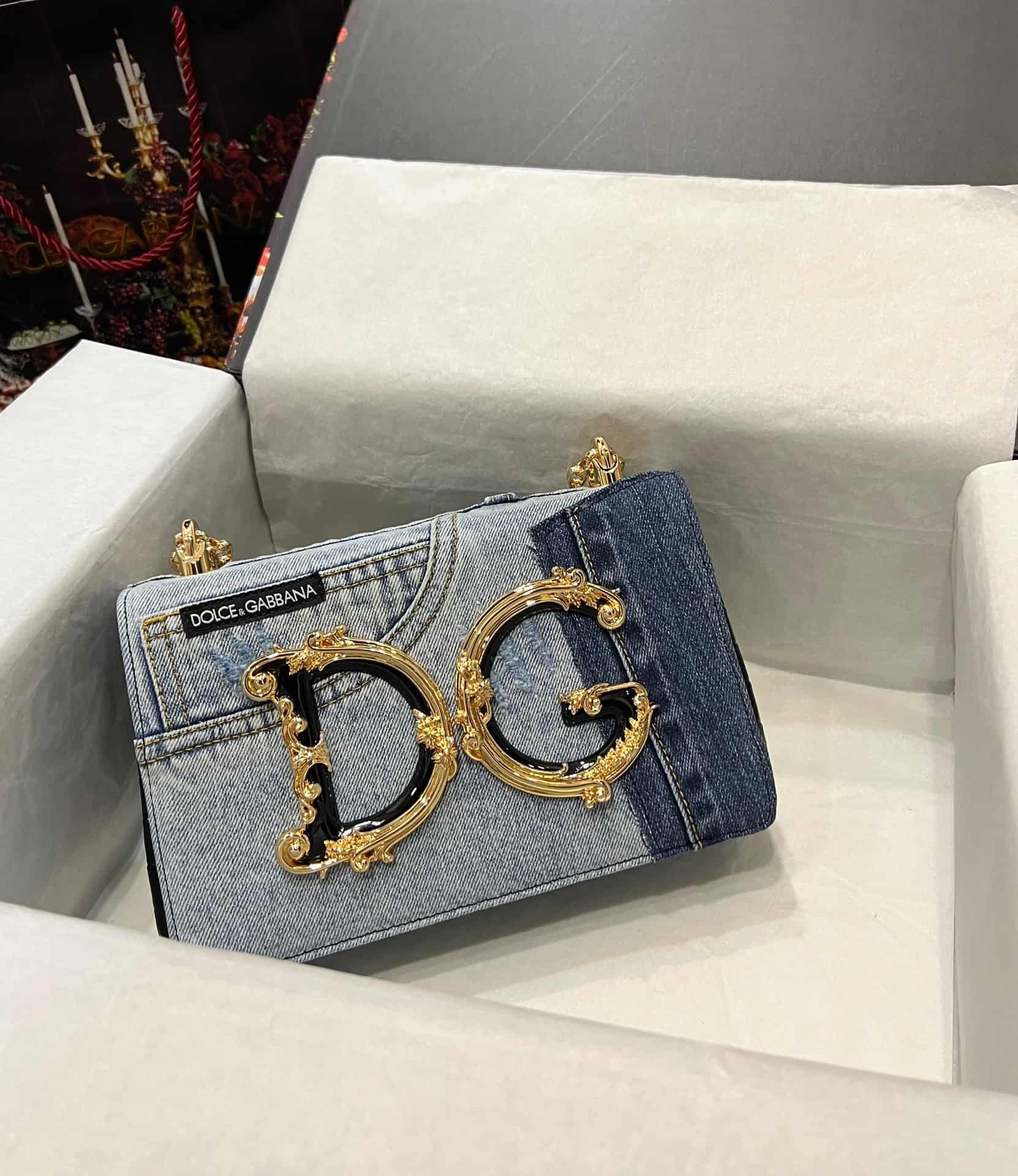 Dolce & Gabbana Denim DG Girls shoulder bag in blue high