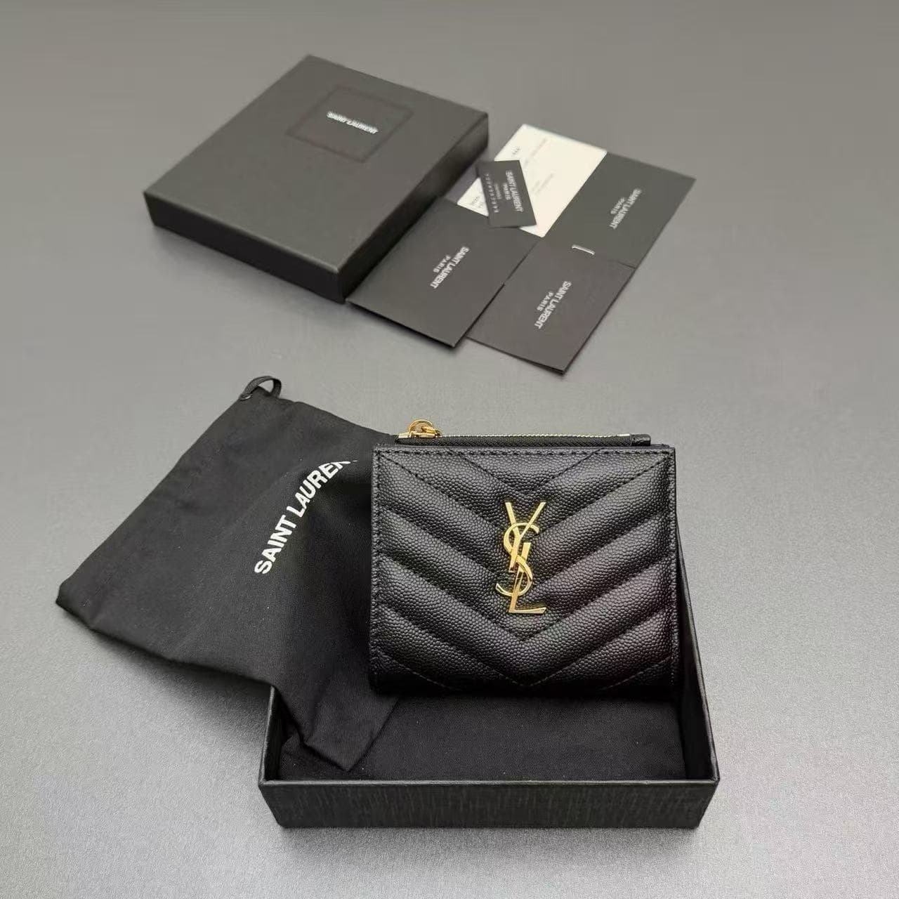 MONOGRAM ZIPPED CARD CASE IN GRAIN DE POUDRE EMBOSSED LEATHER High