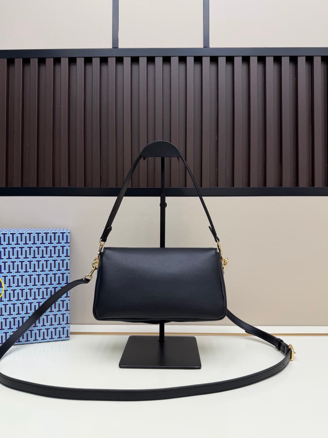 Tory Burch Charlie Small Shoulder Bag Black Leather High