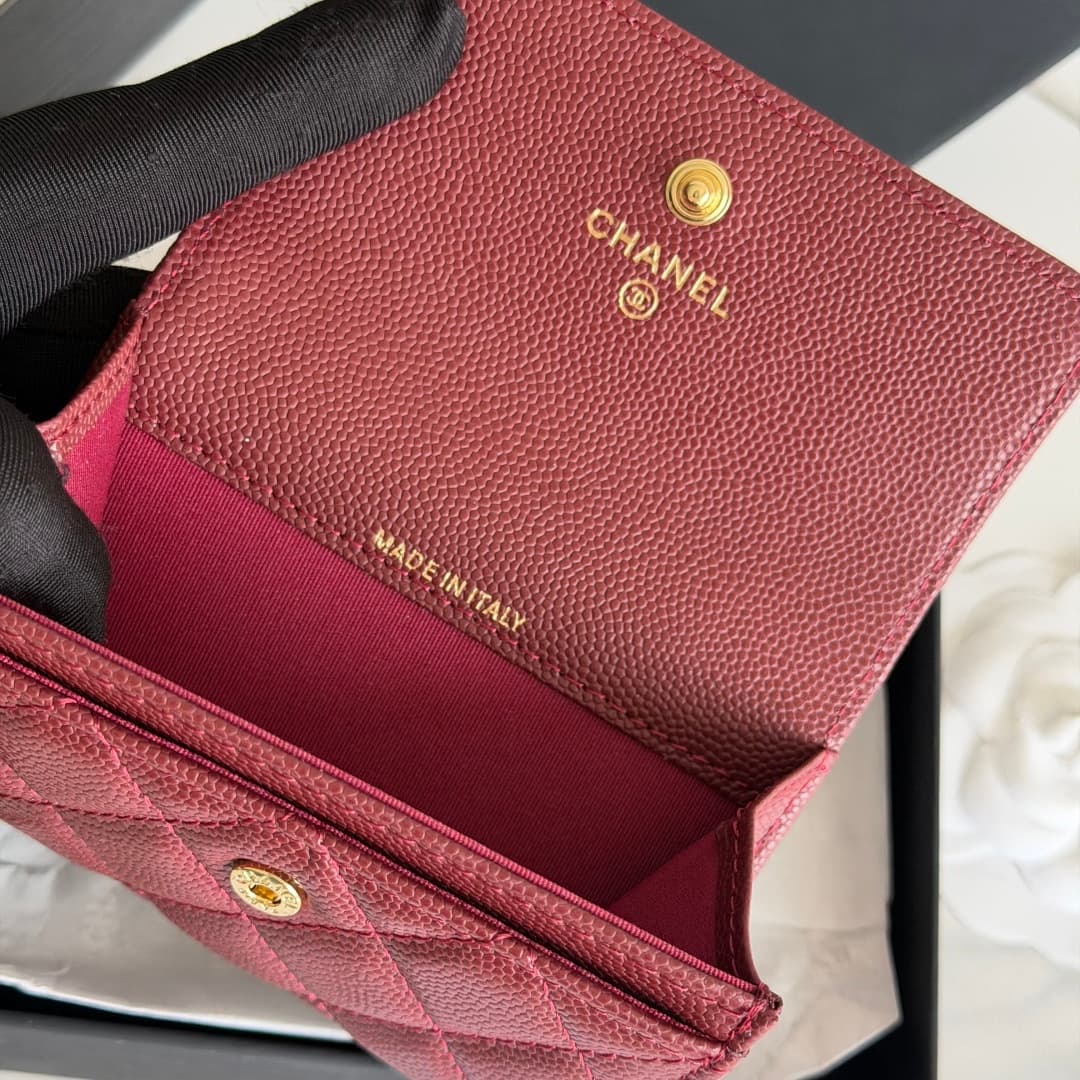 Chanel Card Holder Shiny Grained Calfskin Strass & Gold-Tone Metal AP5079 High