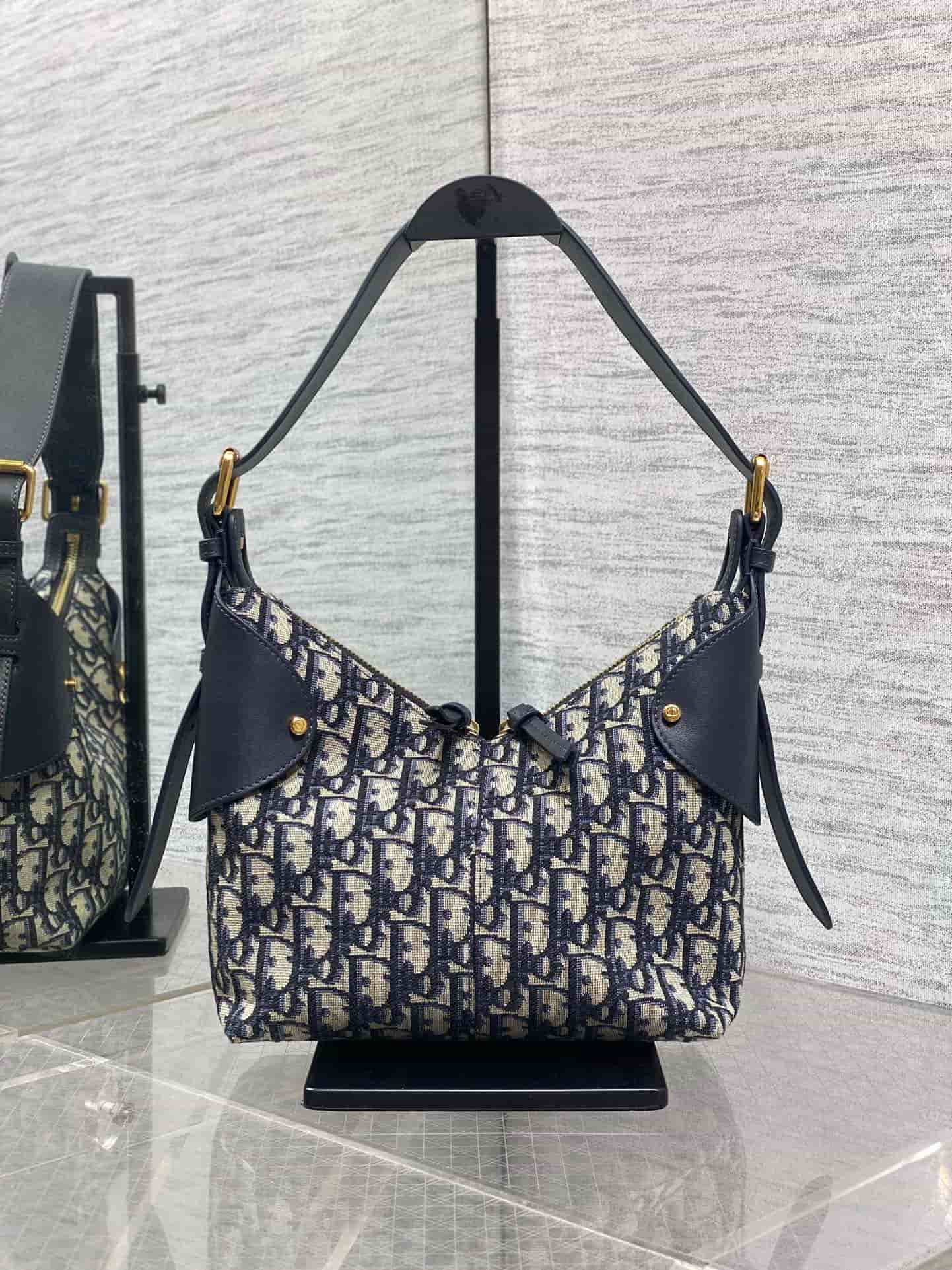 Small Dior Voyage Bag Blue Dior Oblique Jacquard Canvas High