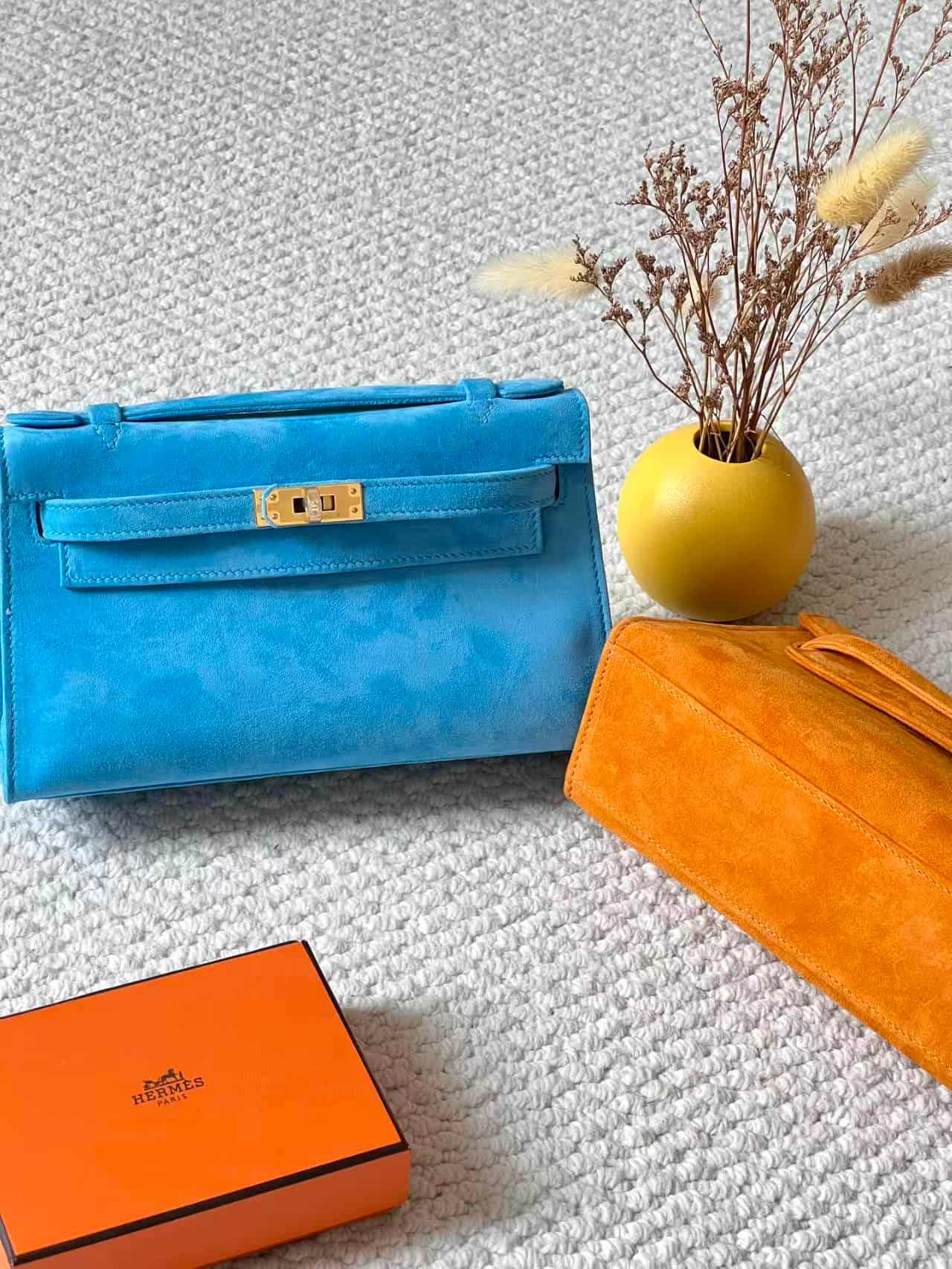 Hermès Kelly Pochette in Suede WAX High Customizing Style