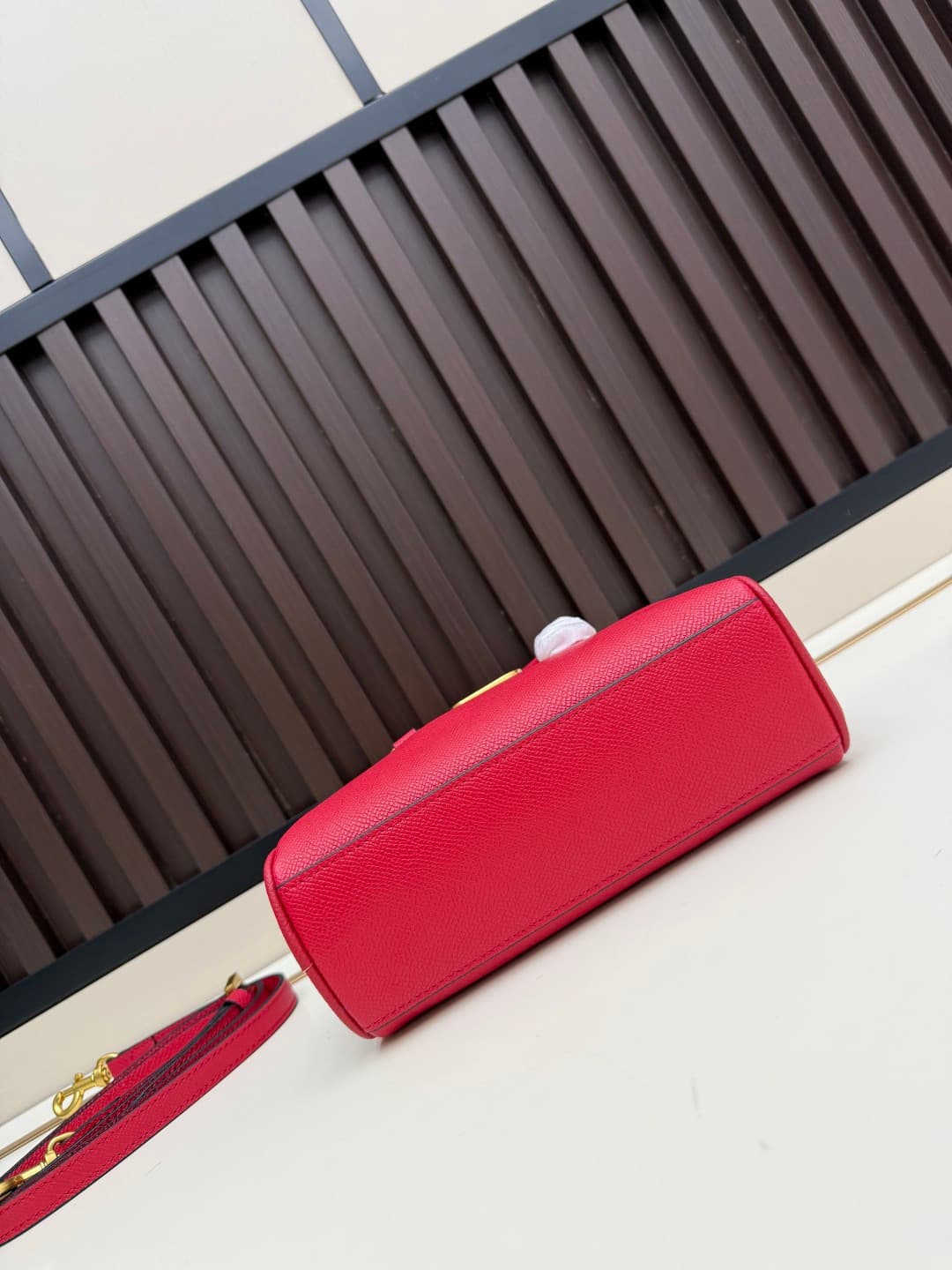 Valentino VLogo Signature Mini Bowling Bag in Grainy Calfskin Red High