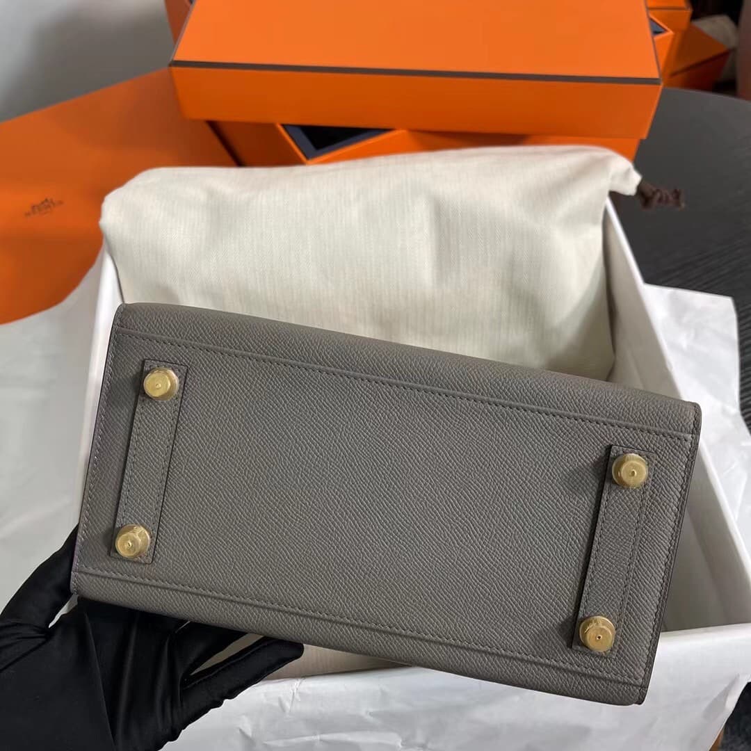 Hermes Birkin Sellier Bag 25/30cm Epsom Leather WAX Gris Meyer High