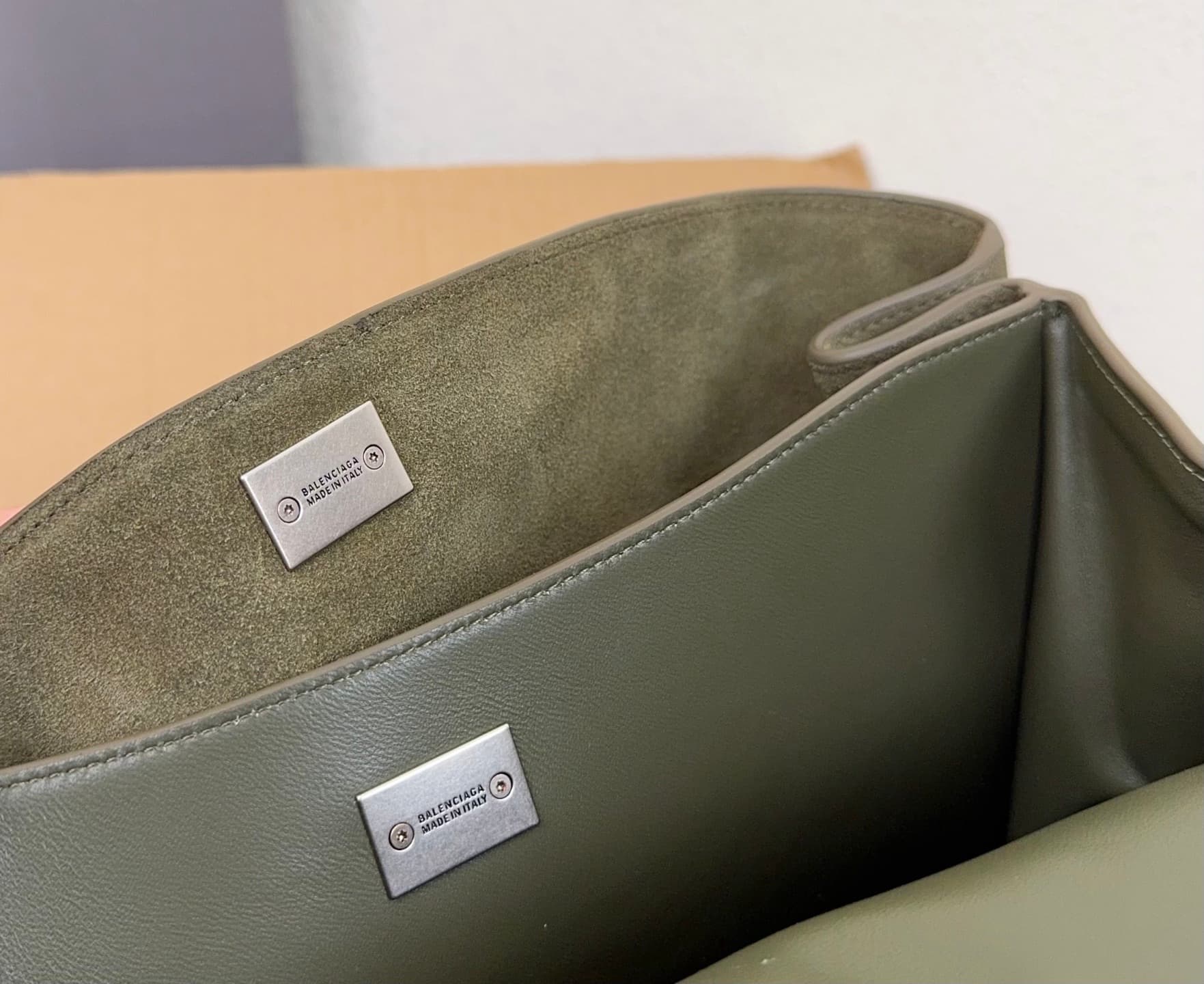 Balenciaga Rodeo Medium Bag in Khaki Waxed Suede Calfskin With Silver-Tone Metal High