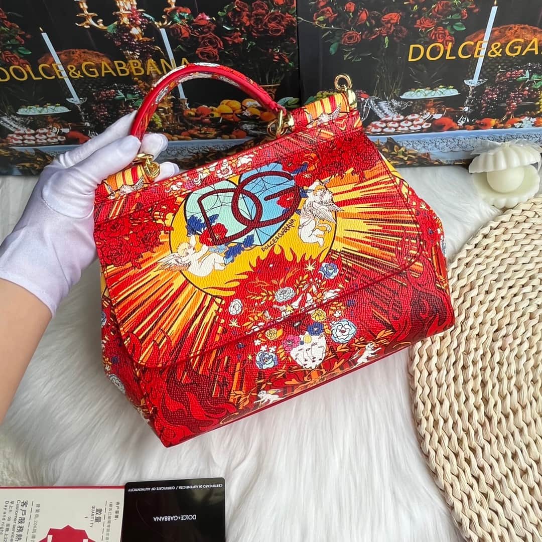 Dolce & Gabbana Miss Sicily top handle bag with multicolor print leather High