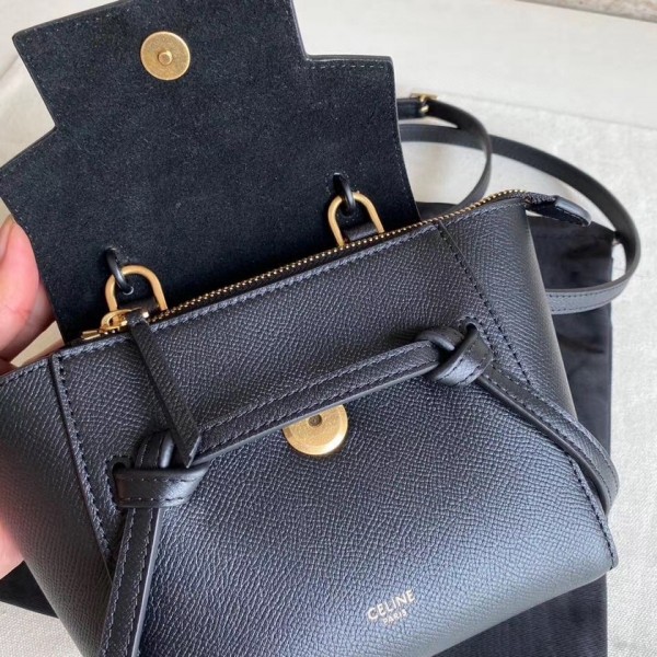 Celine Pico Belt Bag In Black Grained Calfskin High