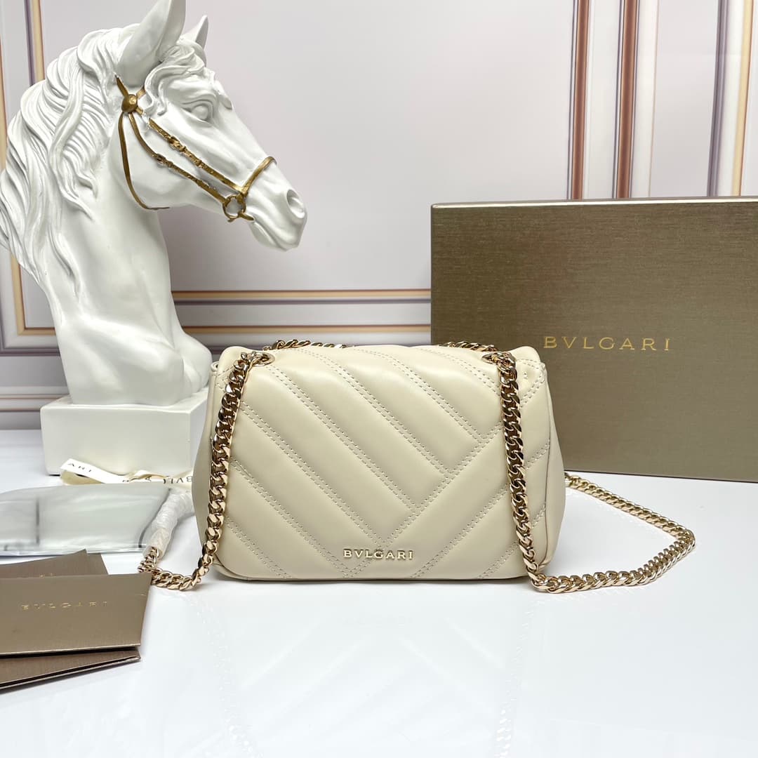 Bulgari Serpenti Cabochon Crossbody Bag in white leather high