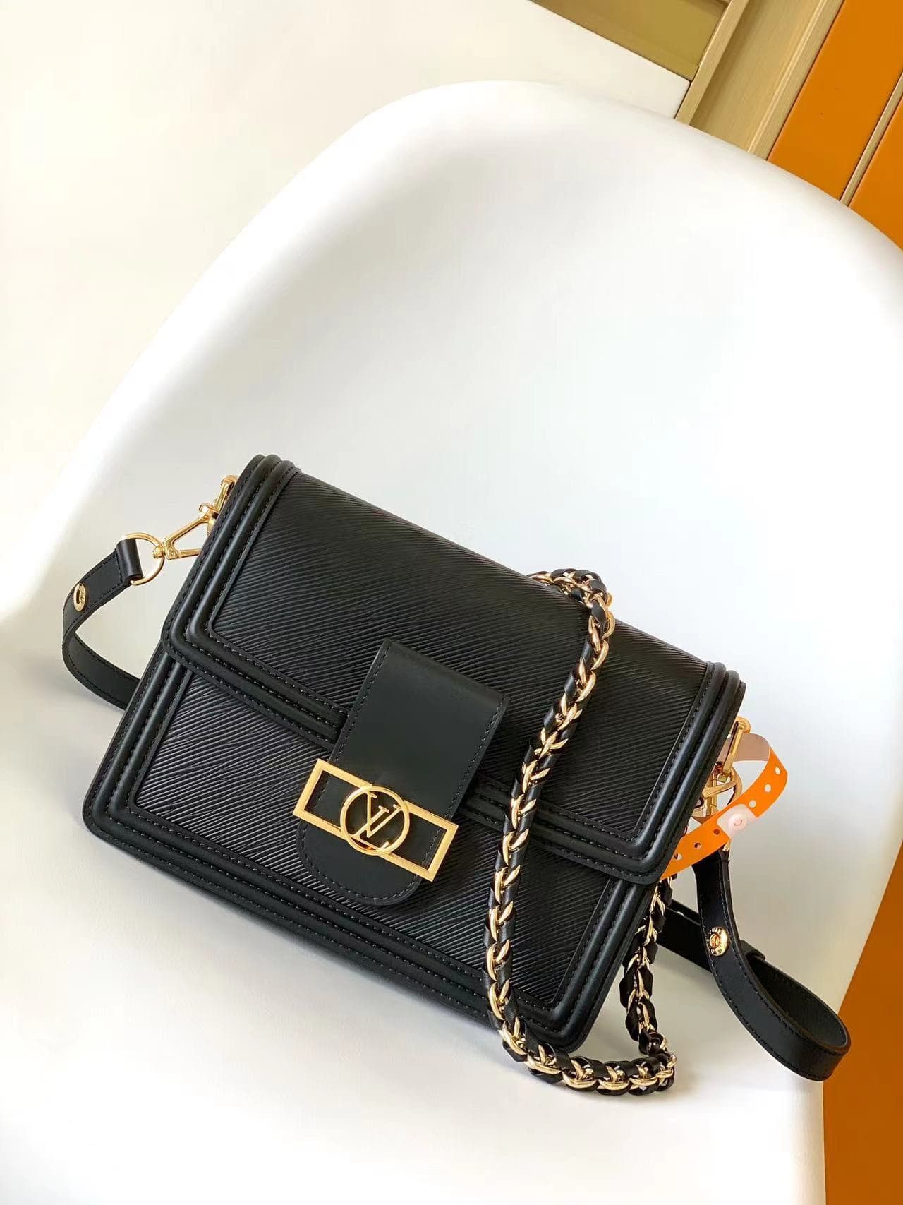 Louis Vuitton Dauphine MM Black Epi grained cowhide leather M56141 High