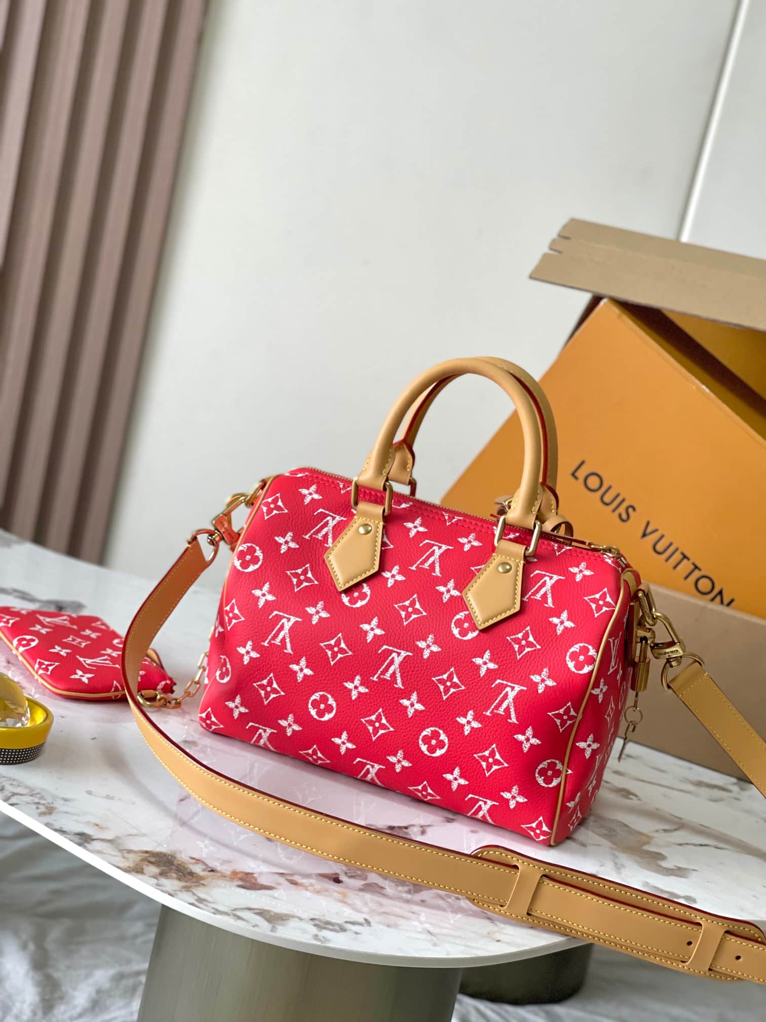 Louis Vuitton Speedy P9 Bandoulière 25 Soft calfskin Monogram Leather M24425 Red TOP