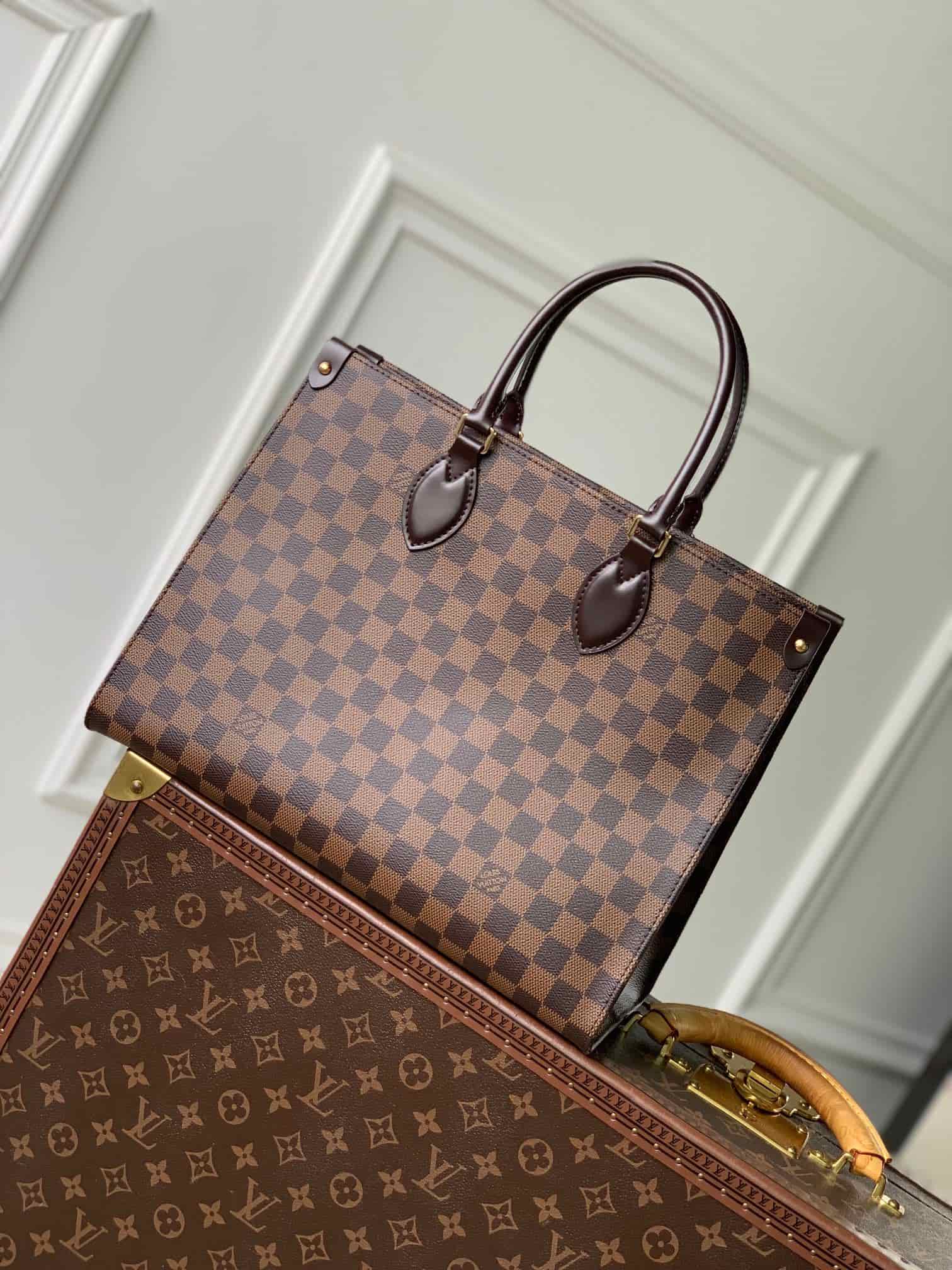 Louis Vuitton Damier Ebene OnTheGo MM Tote Bag N00065 High