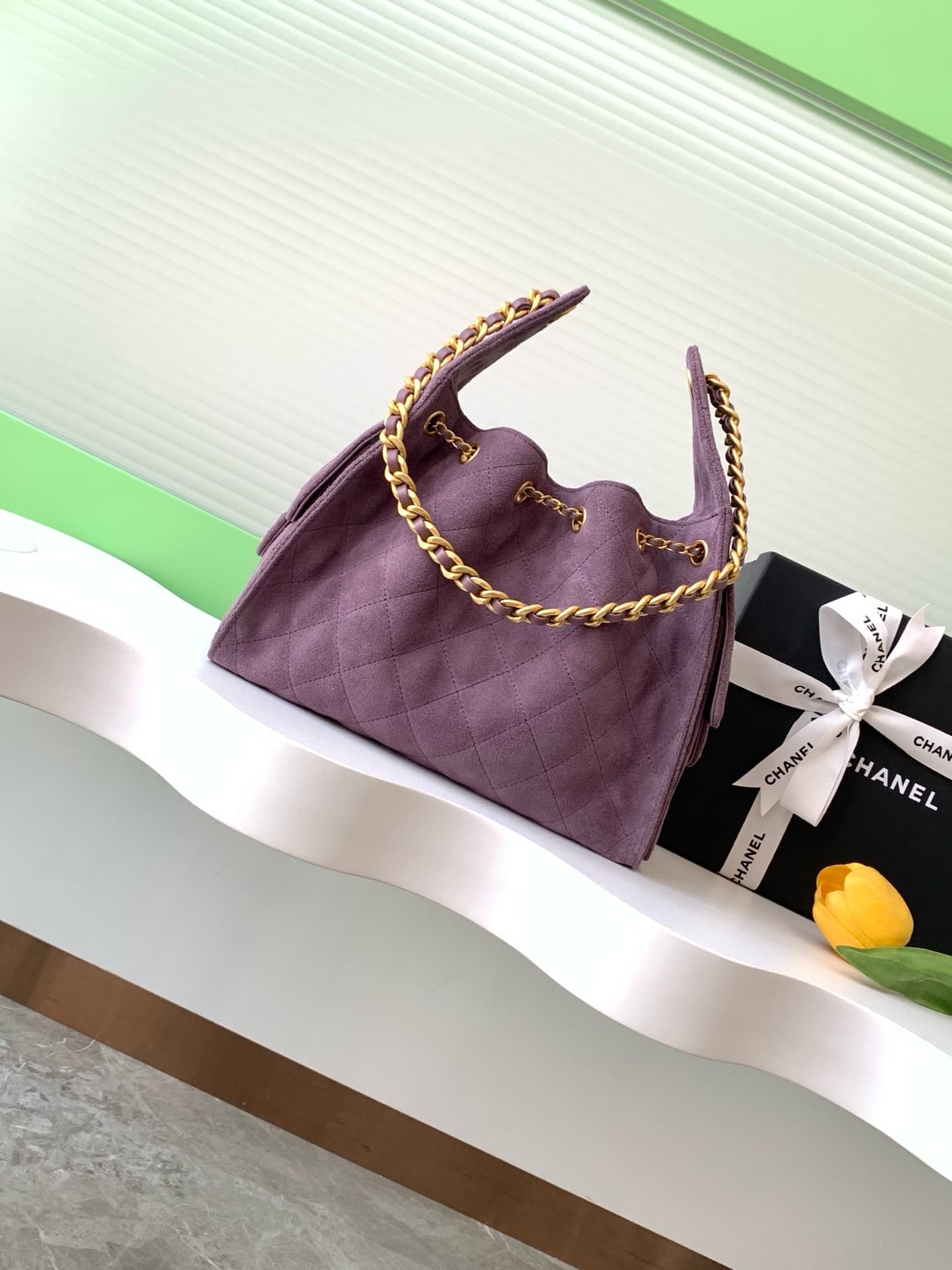 Chanel 25 Small Hobo handbag AS5293 Suede & gold-tone metal Purple A