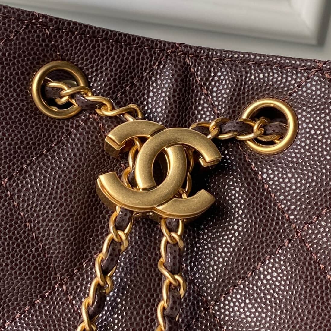 Chanel 25 Small Hobo handbag AS5293 Grained Calfskin &Gold-Tone Metal Drak Brown A