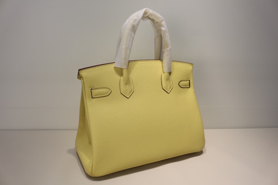 Hermes Birkin 25/30/35cm Bag Togo Leather In Jaune Poussin WAX High