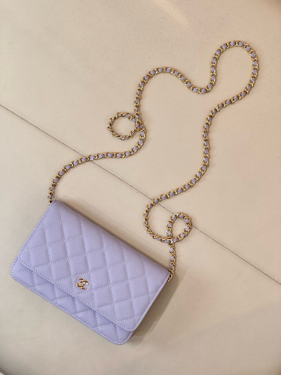 Chanel Wallet on Chain Grained Calfskin& Gold-tone Metal AP0250 Purple TOP
