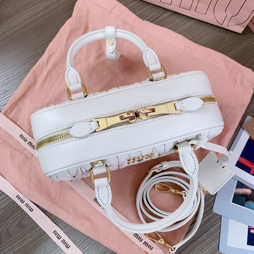 Miu Miu Arcadie matelassé nappa leather bag 5BB142 Cream High