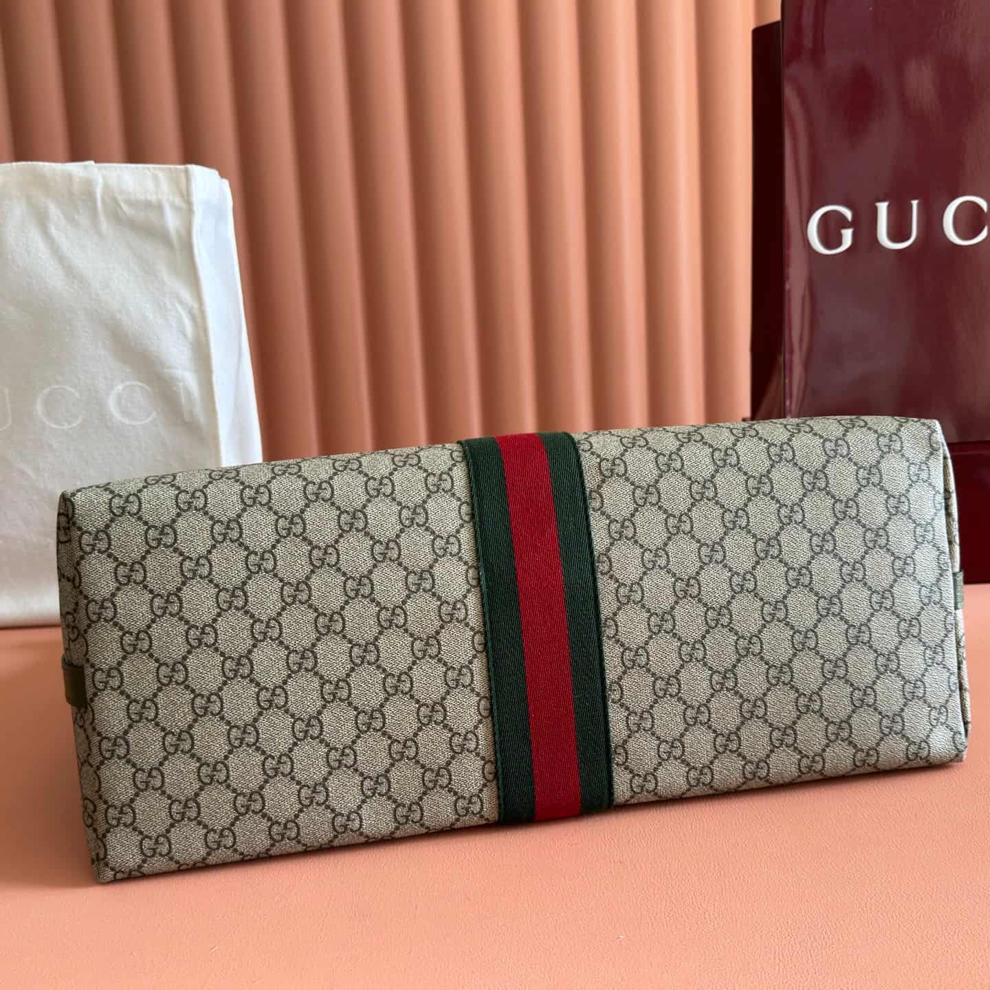 Gucci Savoy medium duffle bag beige and ebony GG Supreme canvas 834469 High
