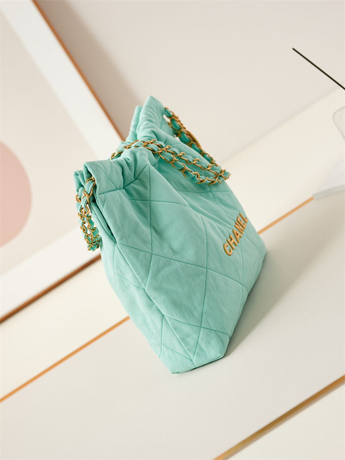 Chanel 22 SMALL HANDBAG Canvas & Gold-Tone Metal AS3260 Green A
