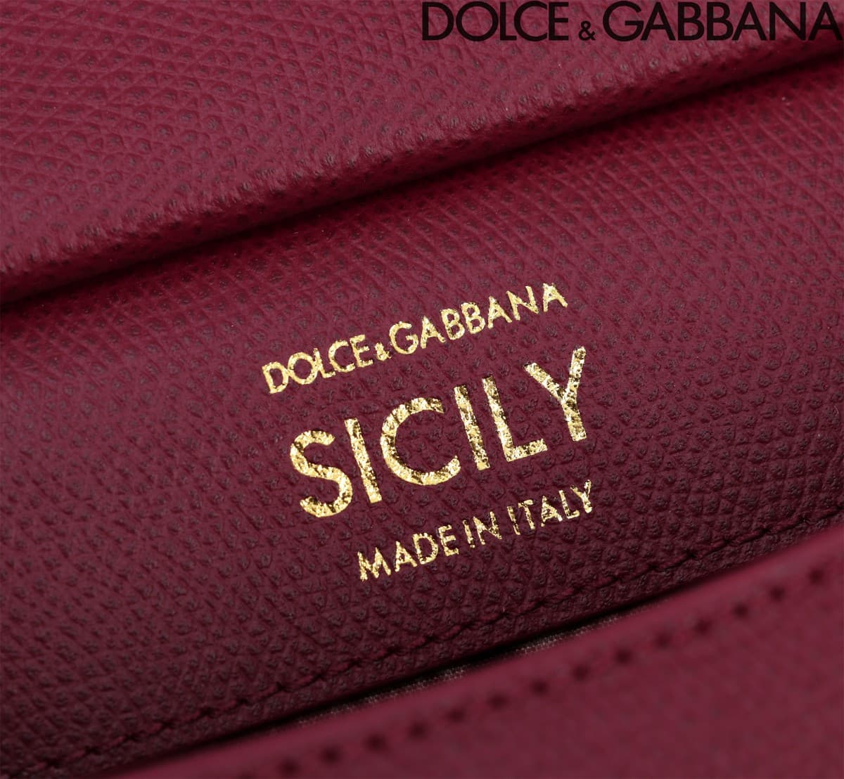 Dolce & Gabbana Miss Sicily top handle bag calfskin leather Claret High