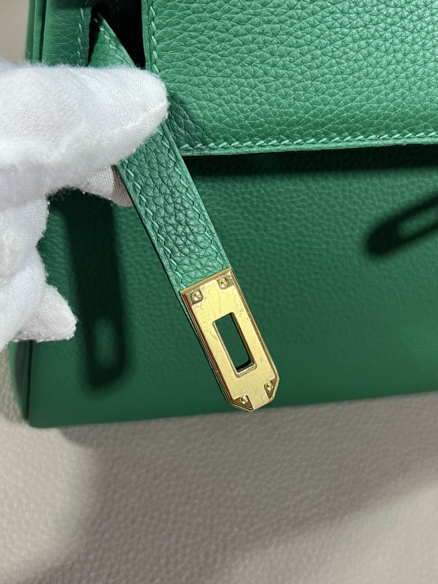 Hermes Kelly 25/28/32cm Retourne Bag Togo Leather In Malachite WAX High