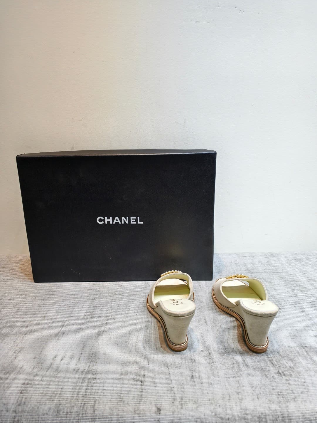 Chanel Suede Wedge Sandal Shoes