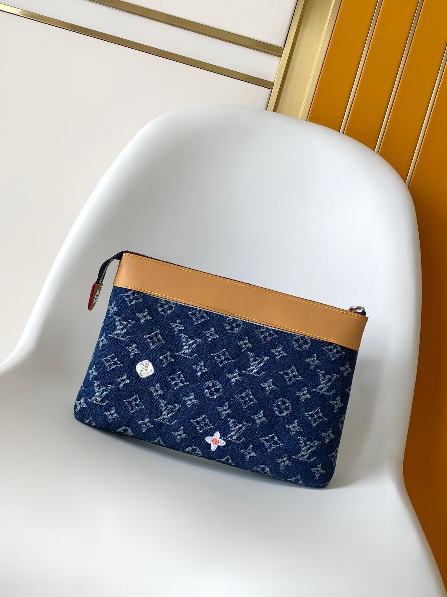 Louis Vuitton Pochette Voyage Souple Blue Monogram Flowers Denim M27559 High