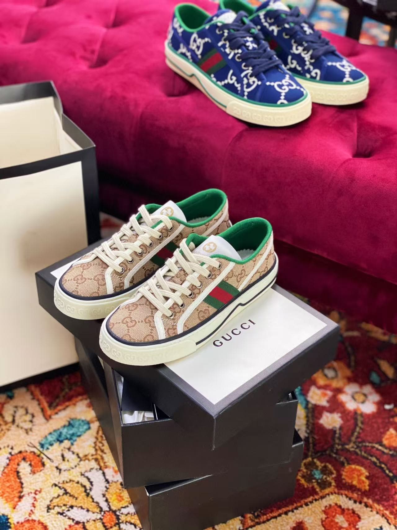 Gucci Tennis 1977 Sneaker Shoes in beige/ebony GG canvas