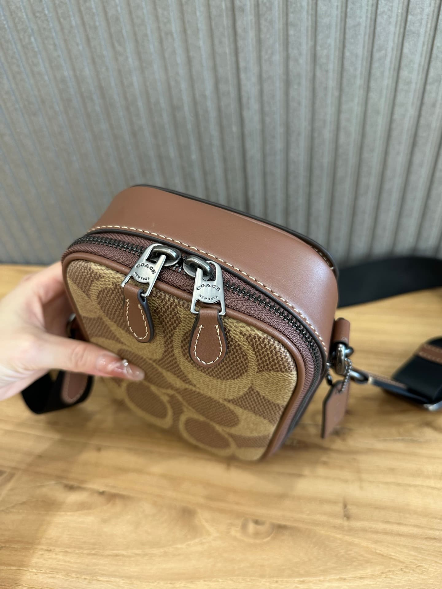 Coach Stanton Crossbody Bag in Beige Signature Canvas High