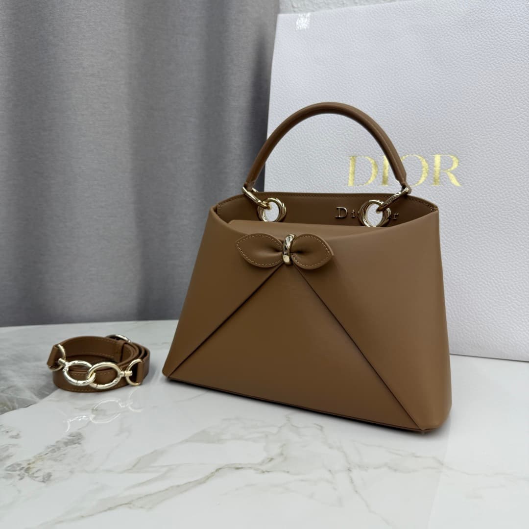 Small Dior Cigale Bag Caramel Shiny Supple Calfskin High