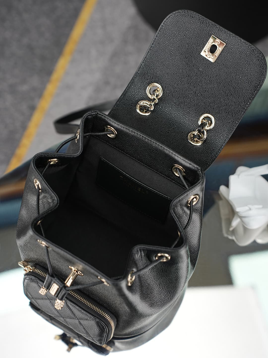 Chanel Mini Business Affinity Duma Backpack Grained Calfskin&Gold-Tone Metal Black AS3530 A