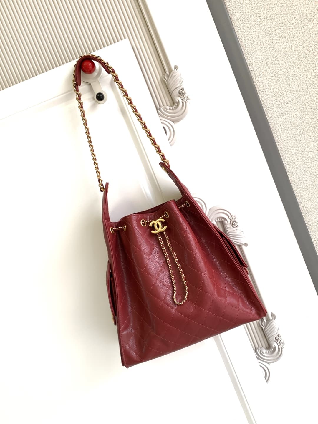 Chanel 25 Medium Hobo Medium handbag AS5311 Grained Calfskin & Gold-tone Metal Burgundy A