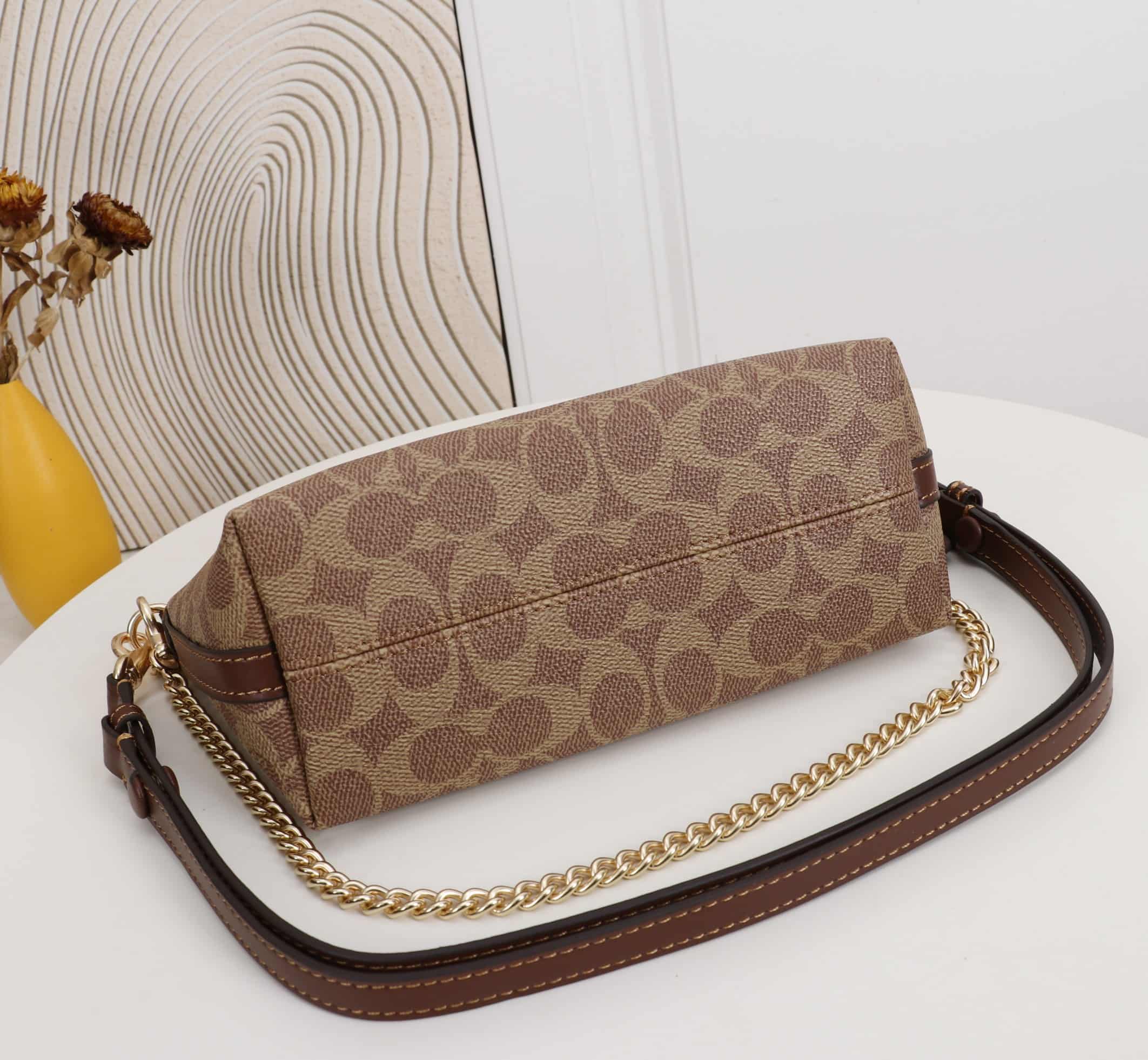 Coach Caitlin Shoulder Bag In Signature Canvas Gold/Tan/Brown High