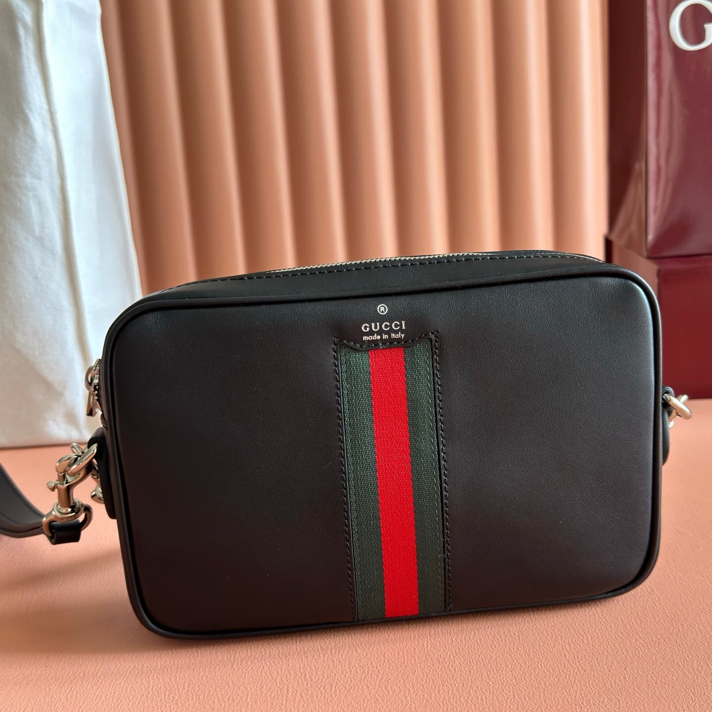 Gucci Web Trademark small crossbody bag Black soft leather ‎866982 High