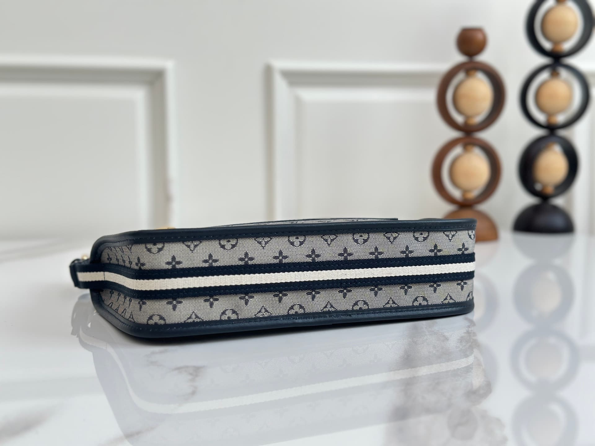 Louis Vuitton Mini Lin Pochette Kathleen Monogram Canvas Grey Blue M92334 High