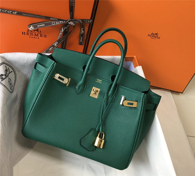 Hermes Birkin 25/30/35cm Bag Calfskin Silver/Gold Metal In  Vert Vertigo High